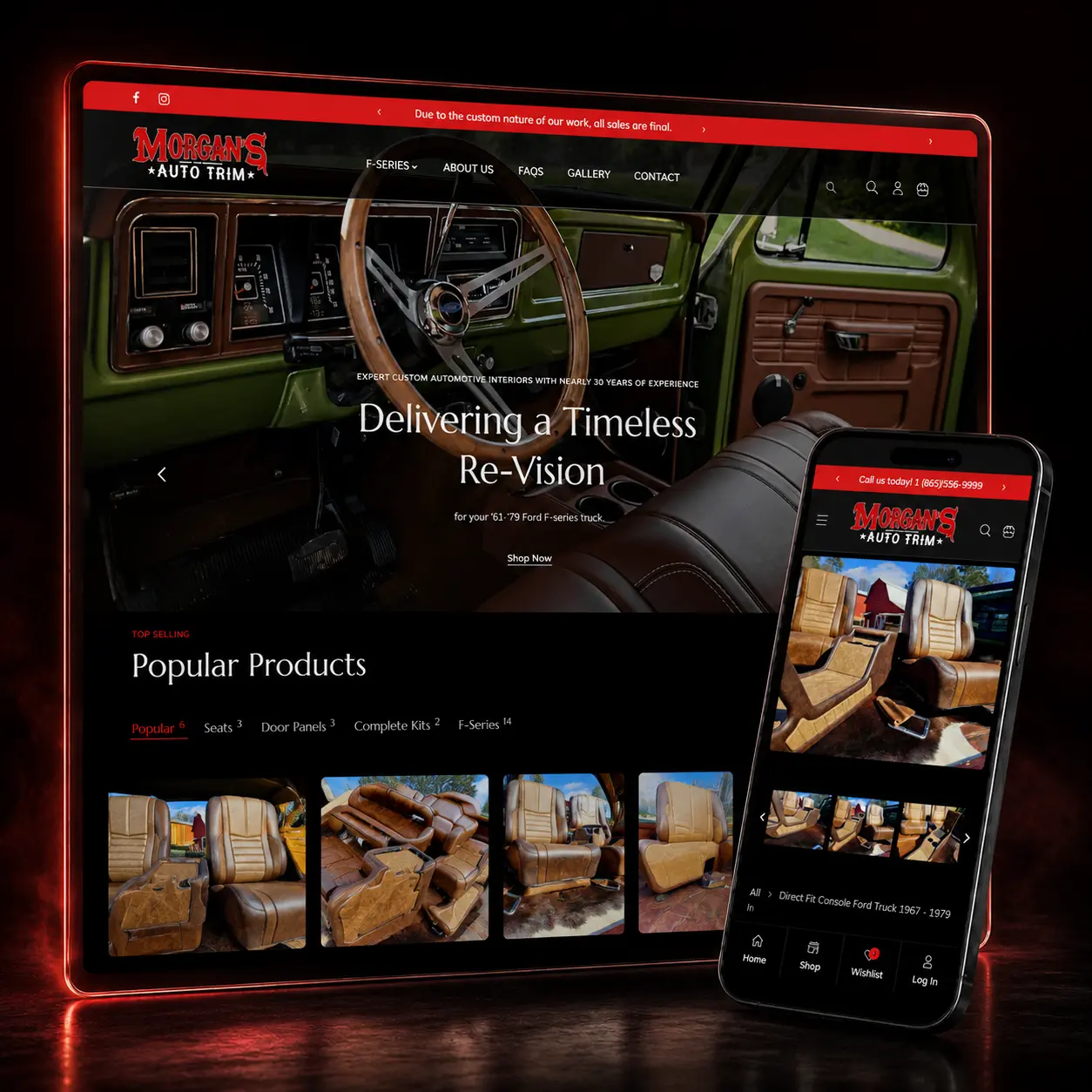 Morgan's Auto Trim e-commerce homepage designed by LaFountain Design