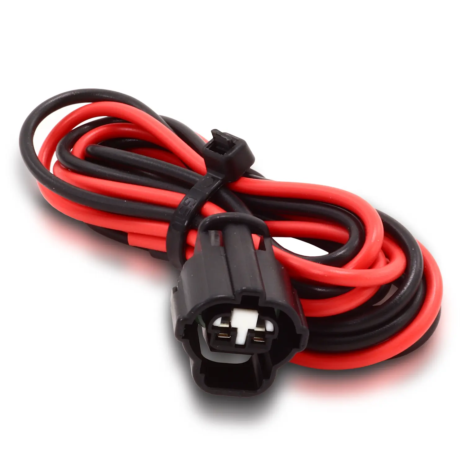 Red and black automotive wiring pigtail product photograph